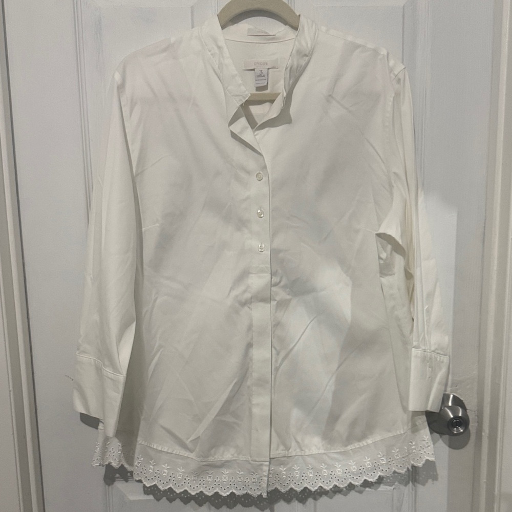 Chico's Classic White Cotton Blouse